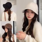 リバーシブル ボア ゆるカジ キャスケット 帽子 つば広 ハット  レディース  シンプル 可愛い 韓国ファッション 紫外線対策 秋 冬