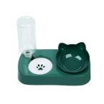 猫型 給水器 付き フードボウル かわいい 猫用 犬猫 自動給水器 ペットフィーダー兼用 餌入れ 食器 スタンド 食器台 犬 猫 水飲み器