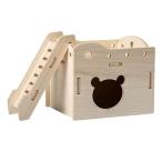 ハムスター 小動物用 ハウス ペット用品 ナチュラルウッド クマ ベアデザイン 階段付き ウッドカラー 遊び 小動物 リス モルモット 木製 小物 かわいい おしゃれ