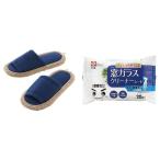 レック 激落ち おそうじスリッパ NEO ネイビー S-534 & Ba 水の激落ちシート 窓ガラスクリーナー 20枚入 (アルカリ電解水使