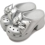 限定モデル クロックス crocs レディース サンダル サイレン メタリック ボウ クロッグ 210050-0P1 SS24 厚底サンダル リボン Silver-Metallic