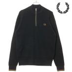 ショッピングフレッドペリー フレッドペリー FRED PERRY メンズ ワッフルステッチ ハーフジップジャンパー K8557-102 WAFFLE STITCH HALF ZIP JUMPER BLACK 正規取扱店