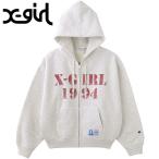 エックスガール X-girl チャンピオン リバースウィーブ ジップアップフーディー 105254012023 Champion REVERSE WEAVE R STENCIL LOGO アッシュ 正規取扱店