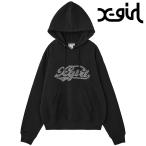 エックスガール X-girl ラインストーン スウェットフーディー 105254012008 FW25 RHINESTONE CURSIVE LOGO SWEAT HOODIE レディース xgirl ブラック 正規取扱店