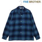 ファイブブラザー FIVE BROTHER チェック ワンナップシャツ 152570 FW25 CHECK ONE-OP SHIRTS メンズ トップス 長袖 開襟シャツ ネルシャツ BLUE 正規取扱店