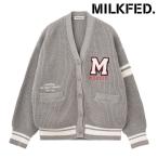  Milkfed MILKFED. колледж кардиган 103253015004 FW25 COLLEGE CARDIGAN женский tops перо ткань вязаный передний кнопка нашивка ASH стандартный обращение магазин 