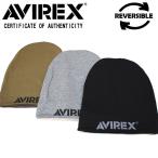 AVIREX ニット帽 深め ゆったり メンズ レディース 秋冬 防寒 ビーニー リバーシブル バイカー アメカジ ニットワッチ