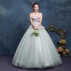 カラードレス ロングドレス 演奏会 イブニングドレス プリンセスライン ステージ 舞台衣装 発表会 コンサート コンクール 大人 ビスチェ 花嫁 グレーグリーン