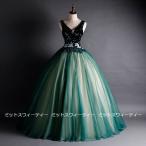 ショッピングコンクール カラードレス 演奏会 ロングドレス コンサート パーティードレス 発表会 グリーン コンクールドレス 二次会 プリンセスライン 結婚式 ステージ衣装 緑 Vネック