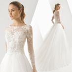 ショッピングウェディング 秋冬新作 ウェディングドレス Ａライン 花嫁ロングドレス 簡約 長袖 結婚式 二次会 細身 透し彫レース 挙式 姫系 ウエディングドレス 安い 2020秋冬新作