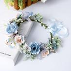 即納 花冠 ウェディング ヘッドドレス 青 大人花冠 安い 花かんむり 花輪 リゾート 造花 髪飾り 花嫁 二次会 結婚式 フェス 森ガール ボヘミア 手作り キット