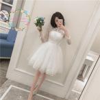 ミニドレス 白 安い ウエディングドレス 長袖 レース 結婚式 ワンピース 発表会 披露宴 花嫁 二次会 パーティードレス ブライダル フォーマル お呼ばれドレス