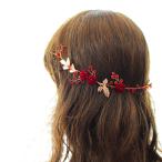 ウエディング ヘッドドレス ヘアバンド バックカチューシャ 赤 髪飾り 花嫁 ウェディング 結婚式 発表会 披露宴 ブライダル パーティー 二次会 アクセサリー