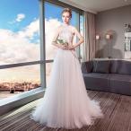 ウエディングドレス　白 レース ロングドレス 結婚式 花嫁 ブライダル ウエディングドレス aライン 二次会 パーティードレス ピアノ演奏会 フォーマルドレス