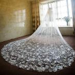 ウエディングベール ウェディングベール ロングベール フラワー レース 花 チャペルベール ブライダル 結婚式 二次会 披露宴 花嫁 前撮り オフホワイト