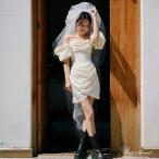 ウェディングドレス ミニドレス サテン オフショルダー ベアトップ チューブドレス ファスナー 二次会 結婚式 前撮り ブライダル 花嫁 ウエディングドレス