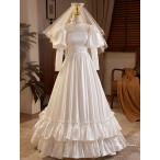 ショッピングウェディング ウェディングドレス ロングドレス プリンセスドレス Aラインドレス 長袖 パフスリーブ 二次会 結婚式 前撮り 花嫁 ウエディングドレス サテン ブライダル