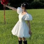 ウェディングドレス ミニ ショート丈 ミニドレス バルーン パフスリーブ 二次会 結婚式 前撮り 発表会 花嫁 ウエディングドレス ショートドレス