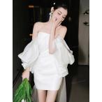 ウェディングドレス ミニ ショート丈 ミニドレス 二次会 結婚式 前撮り 発表会 花嫁 ウエディングドレス オフショルダー ショートドレス