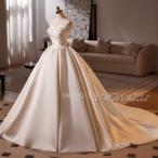 ウエディングドレス サテン ベアトップ プリンセスラインドレス 前撮り ドレス ウェディングドレス 花嫁 結婚式 二次会 ブライダル オフホワイト