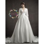 ウェディングドレス フォトウェディング 二次会 花嫁 白 ワンピース バルーンスリーブ ロングドレス エレガンス レトロドレス 韓国風 結婚式 披露宴 ブライダル