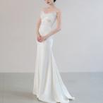 ウェディングドレス マーメイドラインドレス ビスチェ ベアトップドレス サテン 二次会 結婚式 ブライダル シンプル 前撮り 海外挙式 花嫁 ウエディングドレス