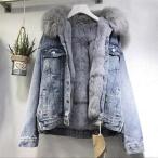  Denim пальто женский зима длинный рукав обратная сторона ворсистый жакет жакет боа меховое пальто пальто обратная сторона боа зима внешний защищающий от холода осень-зима свободно теплый 
