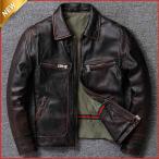 牛革ジャケット　ジャケット　革ジャケット　革ジャン　復古　ヴィンテージ　ミガキ　ユーズド加工　レザージャケット　秋冬　カジュアル　メンズ