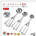 アイスクリームディッシャー 3個セット S M L ステンレス アイスクリームスプーン アイススクープ 業務用 飲食店 スプーン 小さい 料理用 キッ