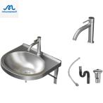 洗面ボール 小さい手洗い器 壁掛け洗面台 304ステンレス鋼 大容量洗面器 排水口 高級排水金具付き 置き型 コーナー 洗面ボールセット おしゃれ 手洗い器 コンパ