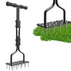 『ポイント5倍!期間限定!』マニュアルローンエアレーター、15個の鉄のスパイク付きガーデングラスエアレーションツール、芝生を吐くための芝生エアエアレーター