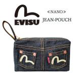 EVISU　エヴィス　ポーチ 小物 赤耳 セルビッチ デニム インディゴ NANO ナノ カモメ チェーン刺繍 人気 ブランド ロゴ ERD0019SD00300