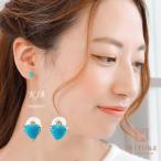トルコ石ターコイズピアス金K1818金18kハート普段使い可愛いキャッチレ...