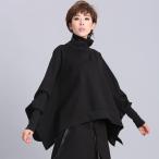 tシャツ 長袖 ドルマン プルオーバー トップス ウエア レディース 無地 ハイネック 綿混 体型カバー ゆったり シンプル カジュアル風 コーデ デザイン きれいめ