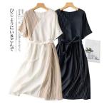 ワンピース ロングワンピース レディース きれいめ カジュアル 切り替え 半袖 体型カバー 大きいサイズ ゆったり 着痩せ 20代 30代 40代