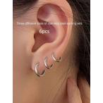  летние каникулы стиль мульти- деталь нержавеющая сталь обруч серьги, Gold / серебряный bohemi Anne серьги, простой . обруч, мужской женский tei Lee одежда для 