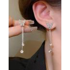  бабочка. кисточка длинные серьги 1 комплект, вода Drop стразы украшение имеется, женский, Judai. девочка предназначенный сладкий стиль 