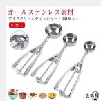 アイスクリームディッシャー 3個セット S M L ステンレス アイスクリームスプーン アイススクープ 業務用 飲食店 スプーン 小さい 料理用 キッ