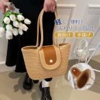 ショッピングストローバッグ トートバッグ レディース 軽い カゴバッグ おしゃれ 夏 サマーバッグ ピクニック 海 ビーチ 女性 手編み ストローバッグ 大容