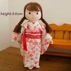 Yahoo! Yahoo!ショッピング(ヤフー ショッピング)手作り 布製 人形 布人形 女の子 着物 しだれ桜柄 セット きせかえ人形 28cmサイズ
