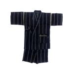 甚平 子供 キッズ 男の子 綿100% 日本製生地 じんべい 上下 祭 甚平 部屋着 パジャマ 子供甚平 140cm 紺地 子持縞柄 No.116