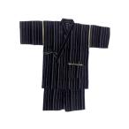 甚平 子供 キッズ 男の子 綿100% 日本製生地 じんべい 上下 祭 甚平 部屋着 パジャマ 子供甚平 140cm 濃紺地 子持縞柄 No.118