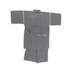 甚平 子供 キッズ 男の子 綿100% 日本製生地 じんべい 上下 祭 甚平 部屋着 パジャマ 子供甚平 140cm グレー地 大名縞柄 No.119