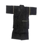 甚平 子供 キッズ 男の子 綿100% 日本製生地 じんべい 上下 祭 甚平 部屋着 パジャマ 子供甚平 120cm 黒地 大名縞柄 No.108