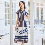 ワンピース きれいめ おしゃれ 春夏 ミセス シニア ファッション 40代 50代 60代 70代 パネルプリント シャツワンピース