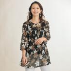 チュニック 大人可愛い おしゃれ 春夏 ミセス シニア ファッション 40代 50代 60代 70代 シアープリント ティアードチュニック