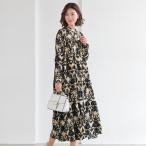 ワンピース きれいめ おしゃれ 春夏 ミセス シニア ファッション 40代 50代 60代 70代 オリエンタル柄プリントワンピース