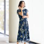 ワンピース きれいめ おしゃれ 春夏 ミセス シニア ファッション 40代 50代 60代 70代 フラワープリントシアーワンピース