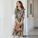 ワンピース きれいめ おしゃれ 春夏 ミセス シニア ファッション 40代 50代 60代 70代 80代 エレガンスパネルプリントカットソーワンピース