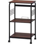 ショッピングレンジ台 不二貿易 レンジ台 キッチンラック 幅51.5×41×高さ89.5cm ブラック ブラウン